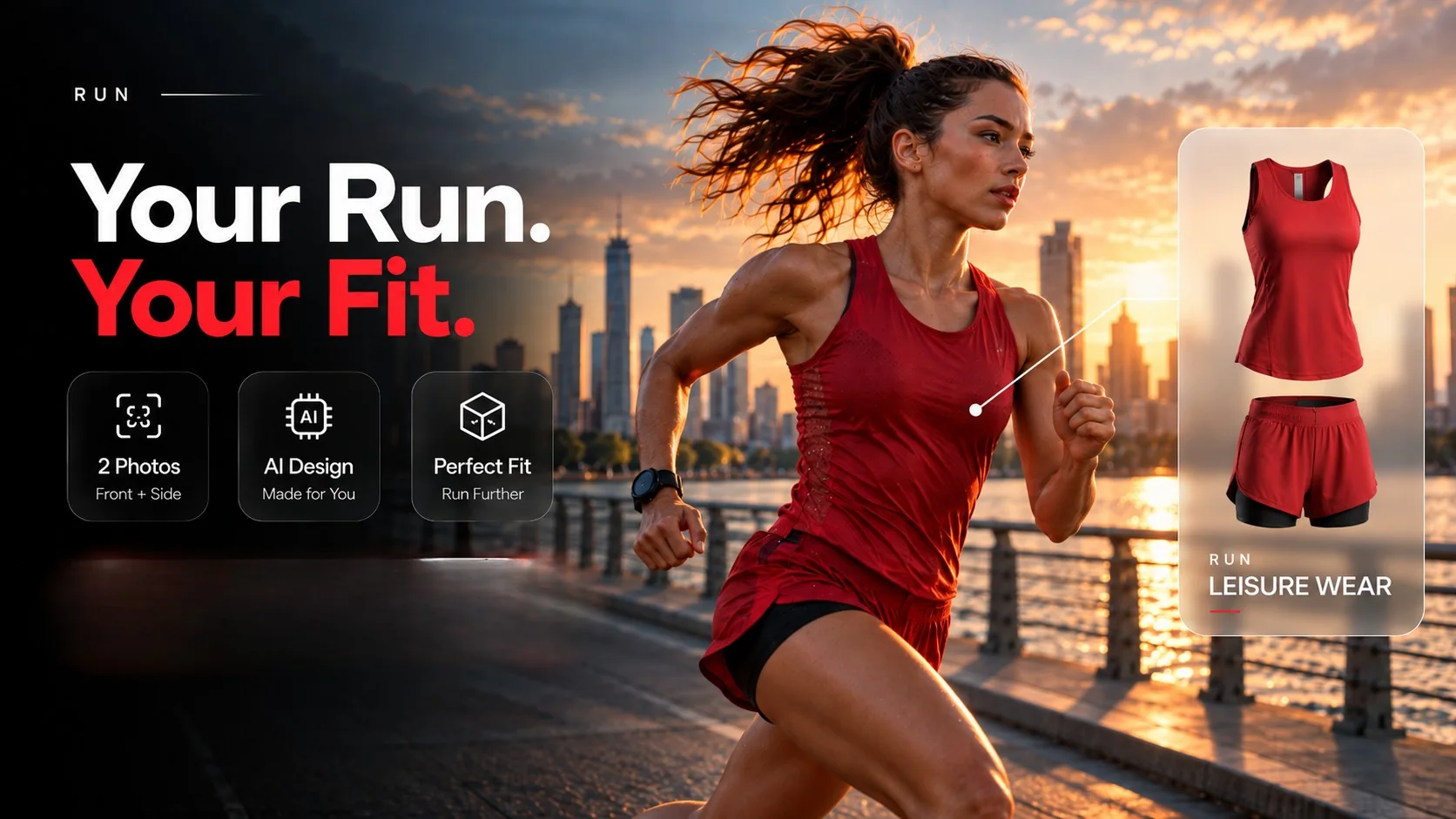 Custom running collection – leisure wear tank and shorts designed by AI to fit you