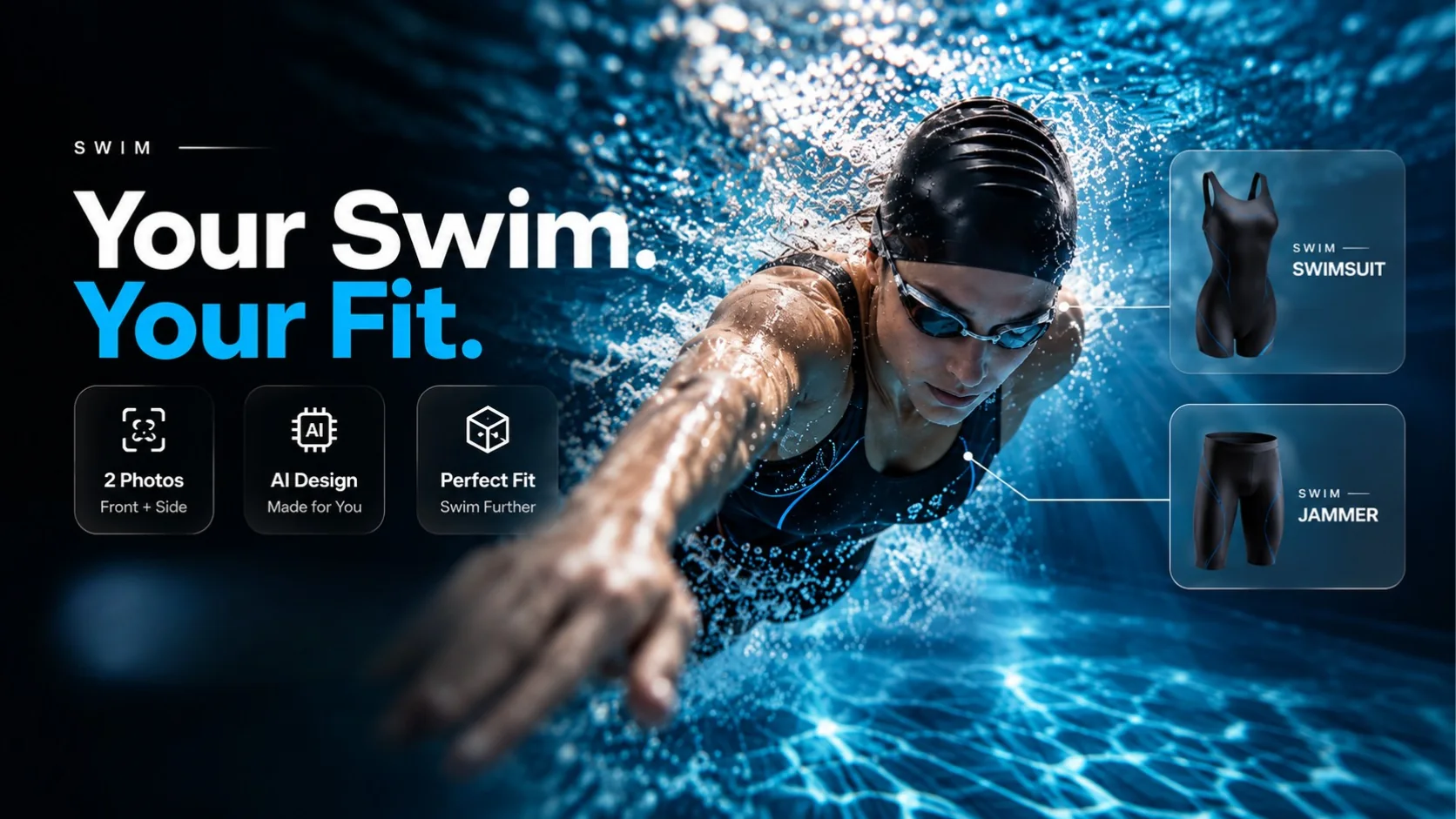 Custom swim collection – swimsuit and jammer designed by AI to fit you