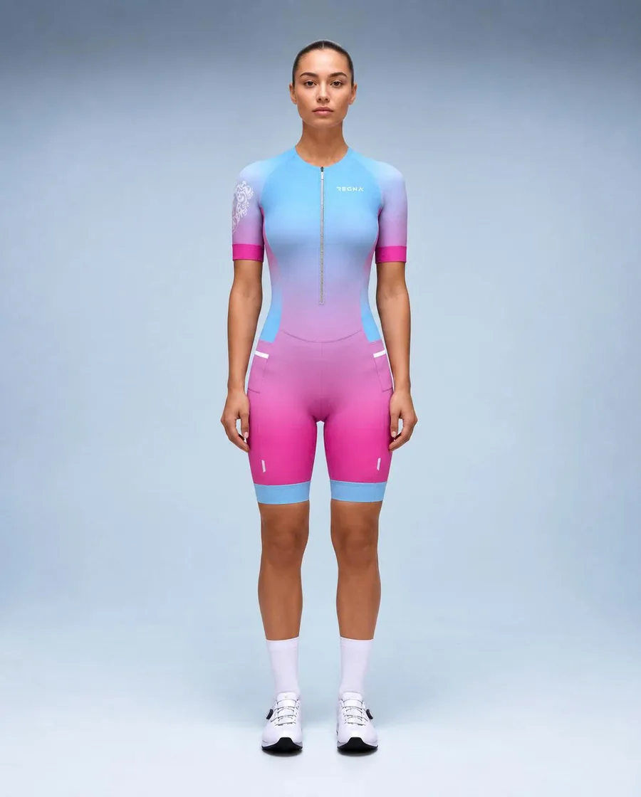 REGNA women's tri suit, blue and pink