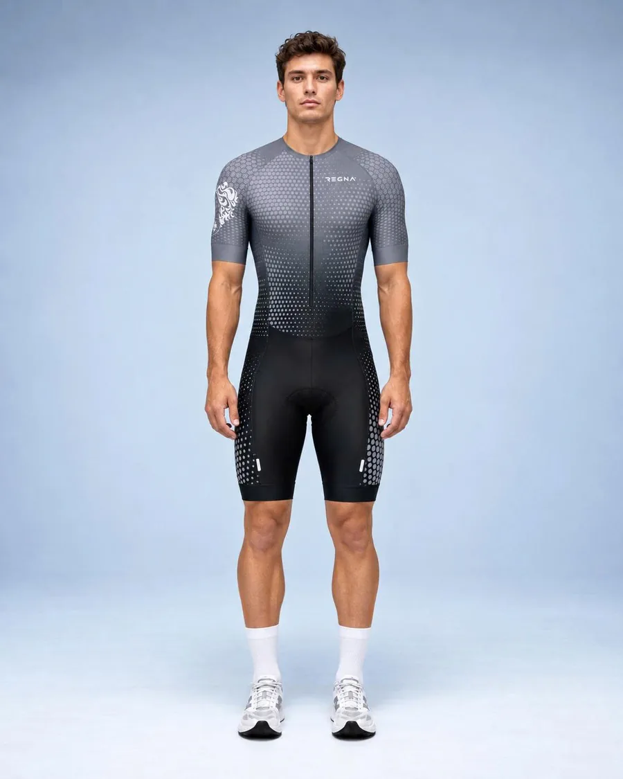 REGNA men's tri suit, grey dots