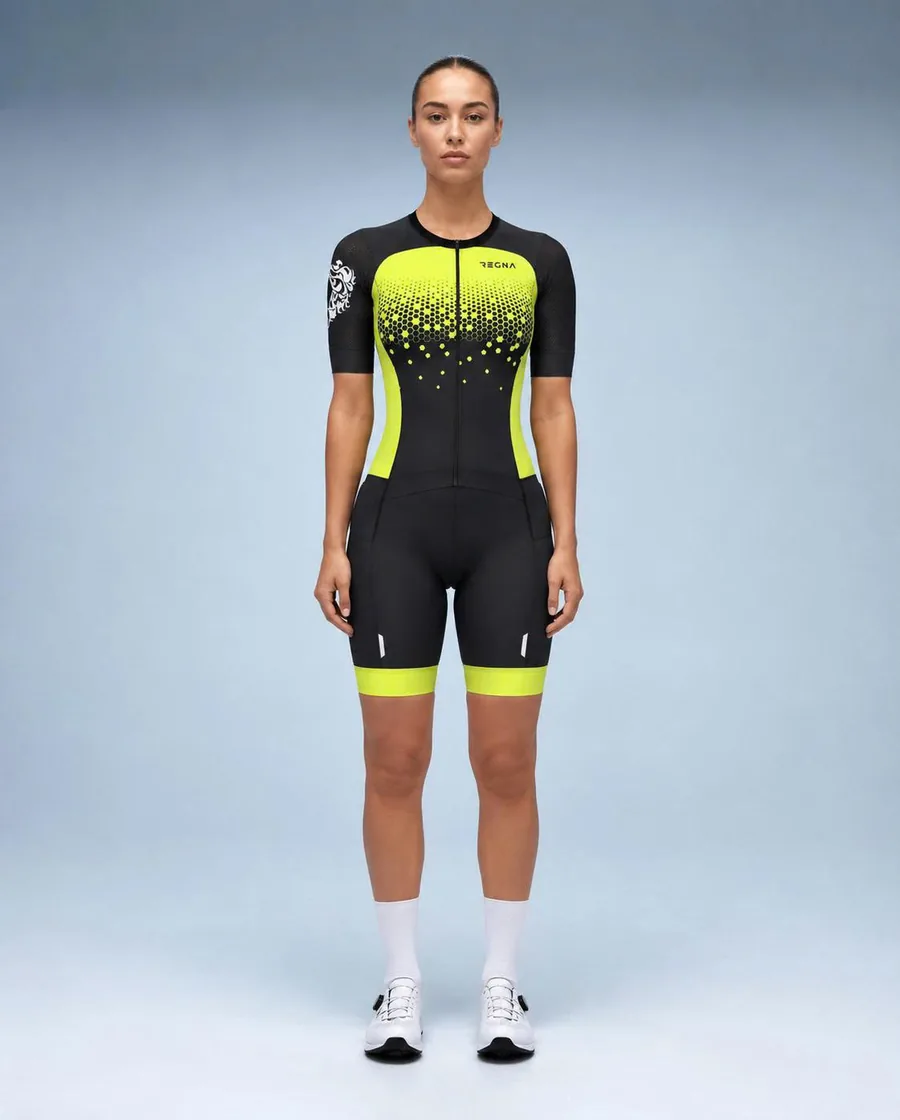 REGNA women's tri suit, black and yellow